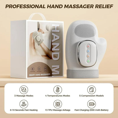 Intelligent Hot Compress Hand Massager Electric Finger Massager Air Compression Vibration Massage for Finger Palm Fatigue Relax