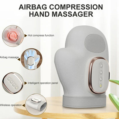 Intelligent Hot Compress Hand Massager Electric Finger Massager Air Compression Vibration Massage for Finger Palm Fatigue Relax