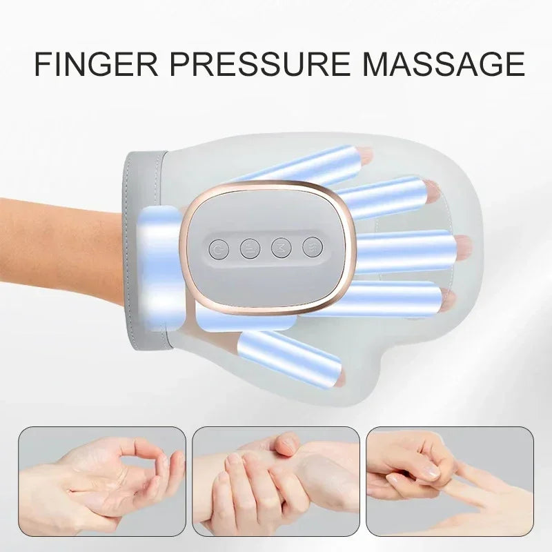 Intelligent Hot Compress Hand Massager Electric Finger Massager Air Compression Vibration Massage for Finger Palm Fatigue Relax